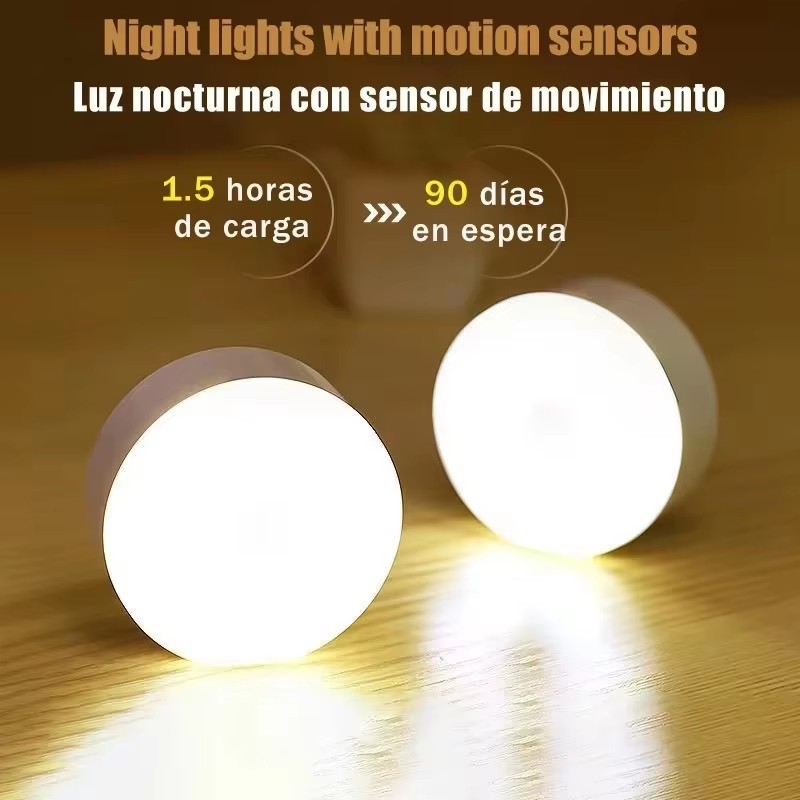 Motion Sensor Light - USB 충전식 LED 야간 조명등(스위치 포함),