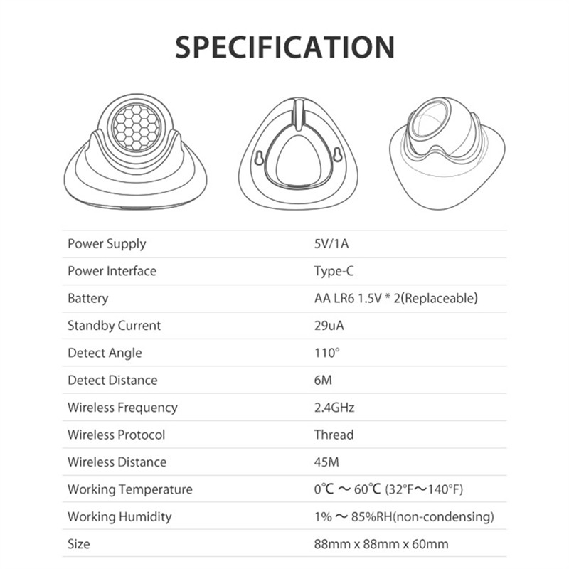 Smart Home Hub Matter - FEDI-Matter 스레드 인간 존재 감지 모션