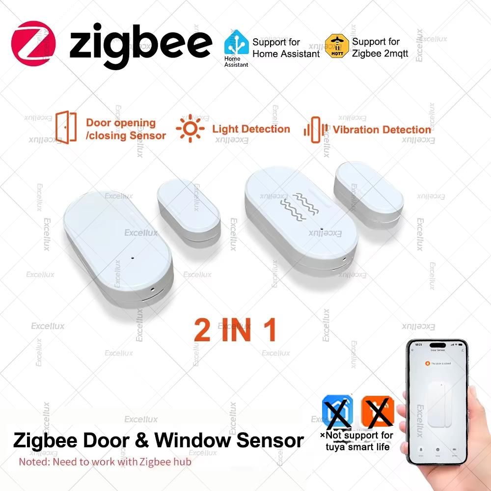 Zigbee 3.0 밝기/진동 센서가있는 도어 윈도우  - Smart Home Security 리뷰 및 가격