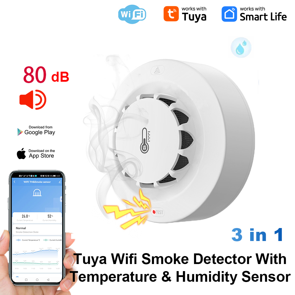 Tuya WiFi 온도 및 습도 센서 연기 감지기 보호 - Smart Home Security 리뷰 및 가격