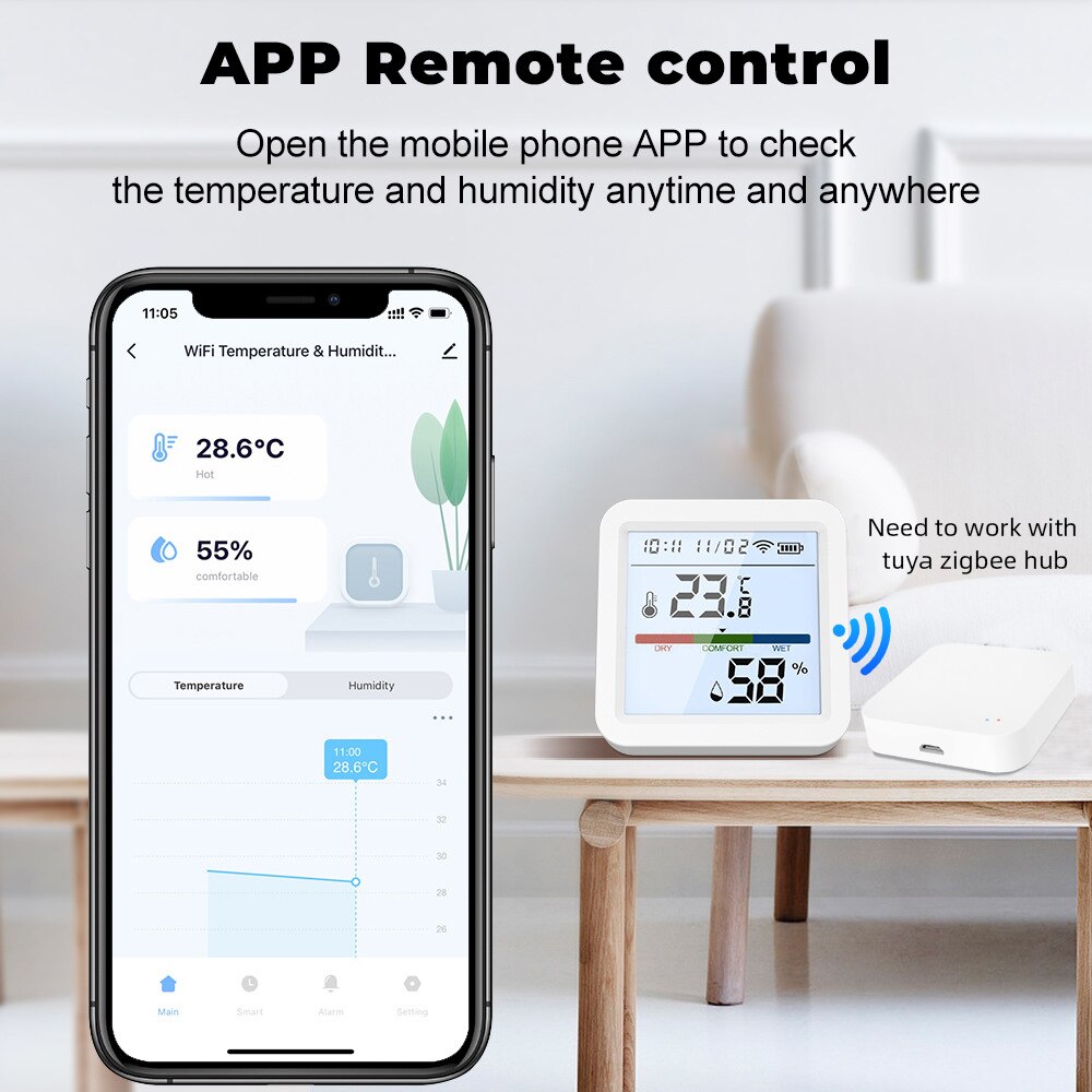 투야 지그비 스마트 홈 온도 습도 센서, 백라이트 LC - Smart Home Market 리뷰 및 가격