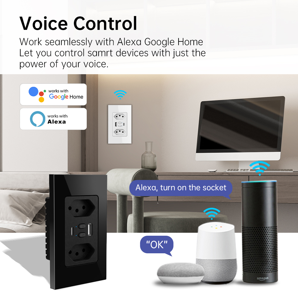 MANHOT Wifi 스마트 브라질 소켓 스위치(USB - Smart Home Certification 리뷰 및 가격