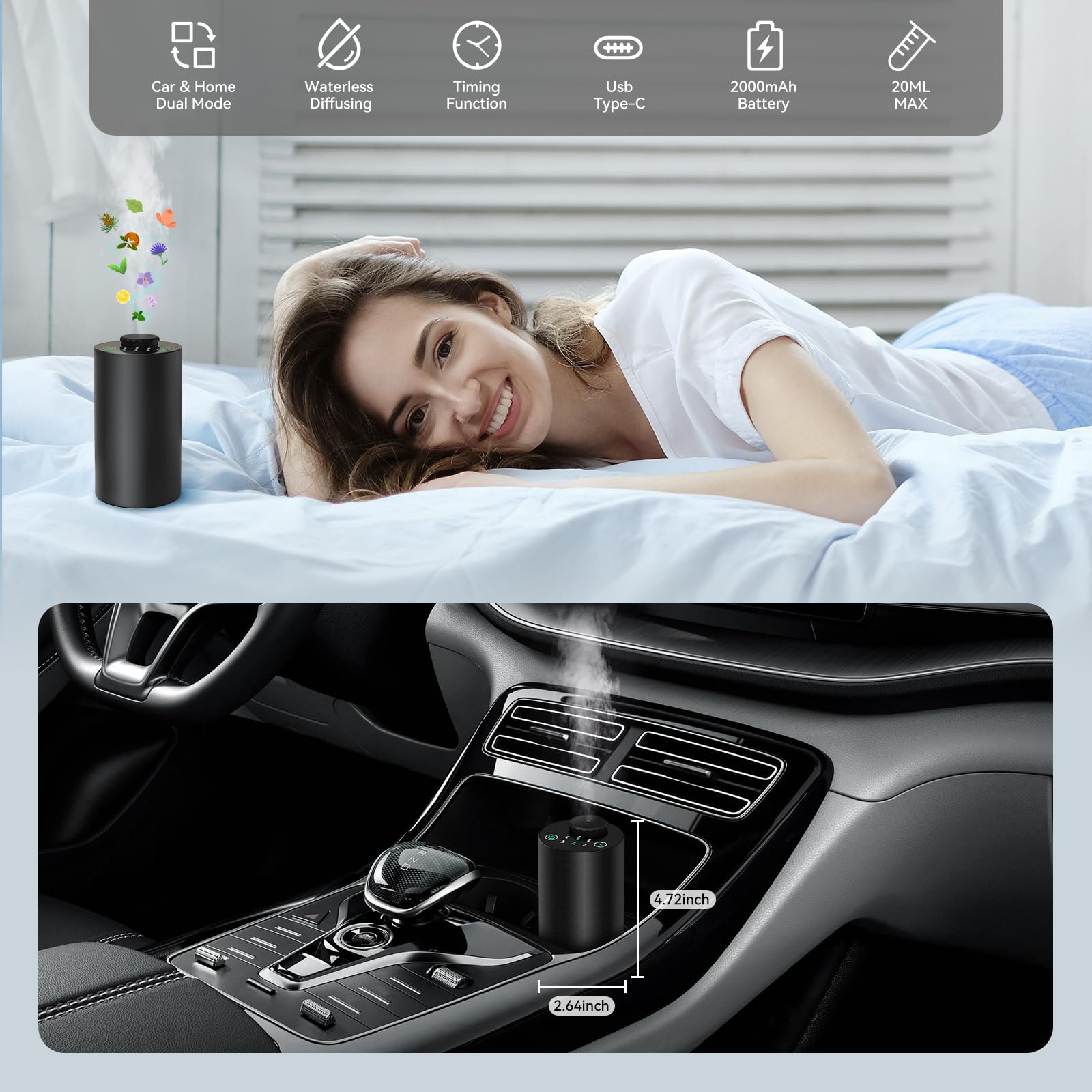 무수 에센셜 오일 디퓨저 배터리 작동 무선 아로마테라피 - Smart Home Gadgets 리뷰 및 가격