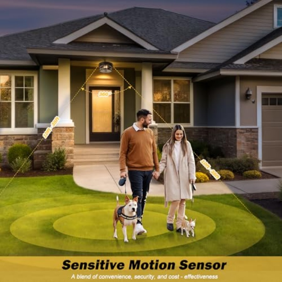 모션 센서 야외 천장 조명, 조절 가능한 블랙 플러시  - Motion Sensor Light 리뷰 및 가격