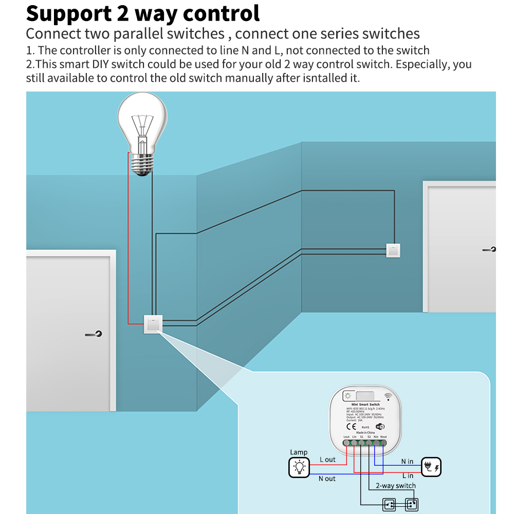 Tuya WiFi 스마트 자체 전원 공급 조명 스위치, - Smart Home Certification 리뷰 및 가격